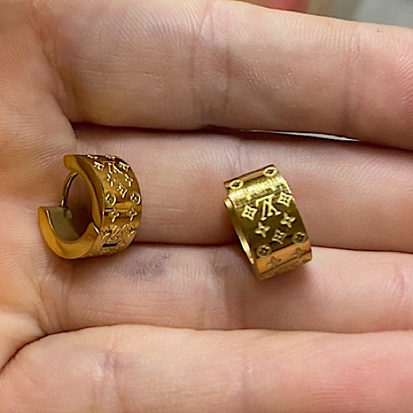 Gold Plated Four Leaf Clover Hoop Luxury Huggies’ Minimalist Earrings - Picture 4 of 6